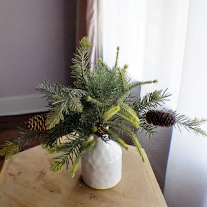 16&quot; Fresh Touch Frosted Pine Spray Artificial Pine Spray, Stem Christmas Greenery, Winter Greenery Holiday Artificial Evergreen Cedar