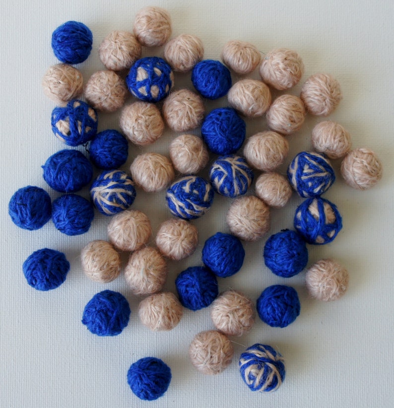Felt Beads Extra Large Beads Blue and Tan Shades Beads Felt Etsy