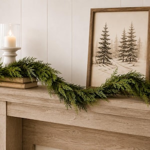 40 Zoll (ca. 100 cm) lange künstliche Zedernholzgirlande, winterliche Zedernholzgirlande, Weihnachtsgirlande für den Kaminsims, festliche Kaminsimsdekoration, Weihnachtsdekoration im Landhausstil Bild 3
