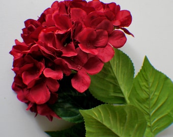 Stelo di ortensia in seta rosso scuro: fiori per matrimoni fai da te da 76 cm (30 pollici)