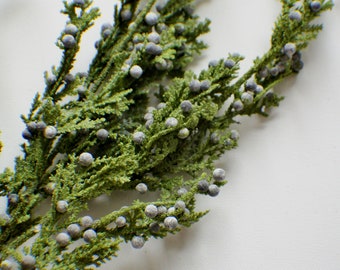 Artificial Juniper Spray, Stem, Pick, Vase Filler, Christmas Greenery, Winter Greenery Holiday Home Decor Artificial Evergreen Floral Supply