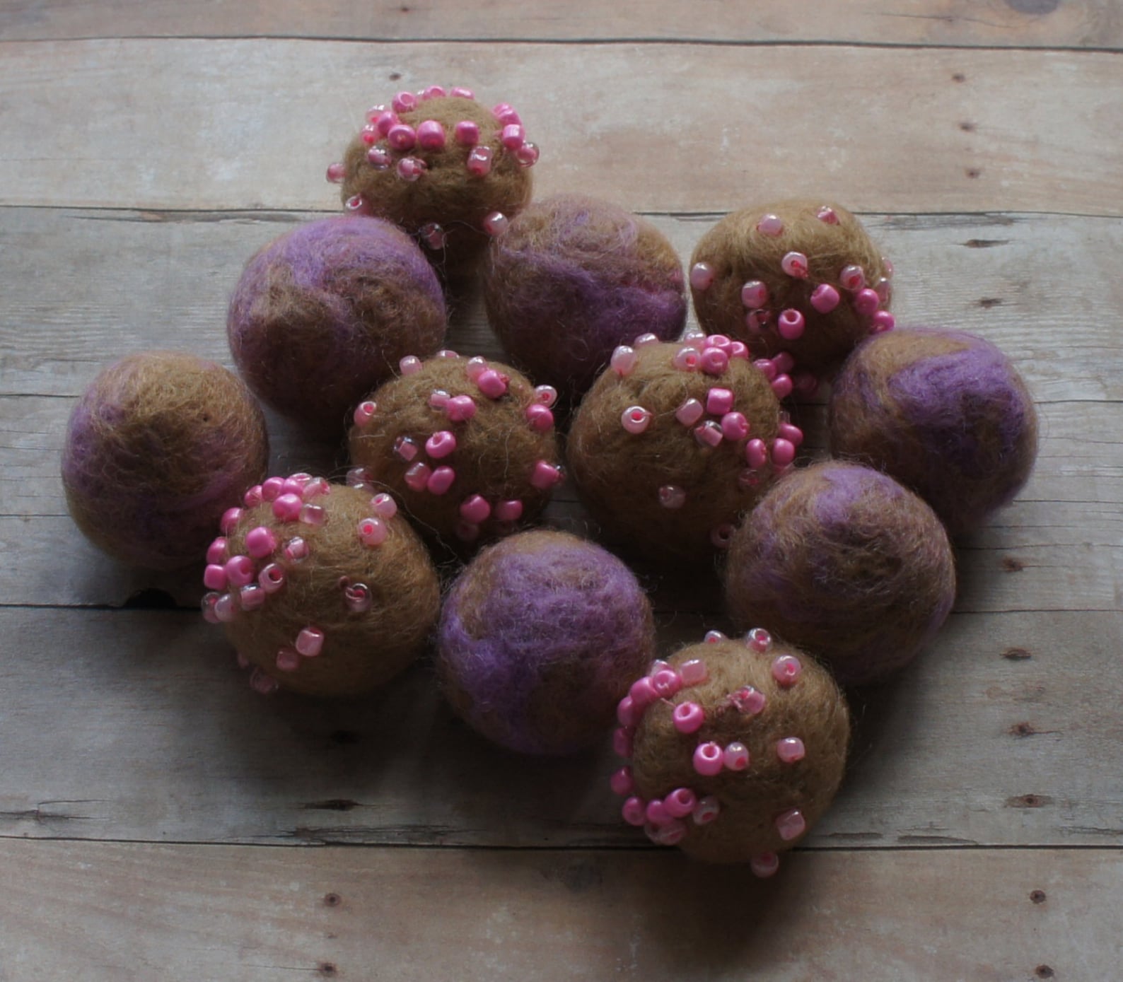 Felt Beads Extra Large Beads Violet Shades Beads Beads Felt - Etsy