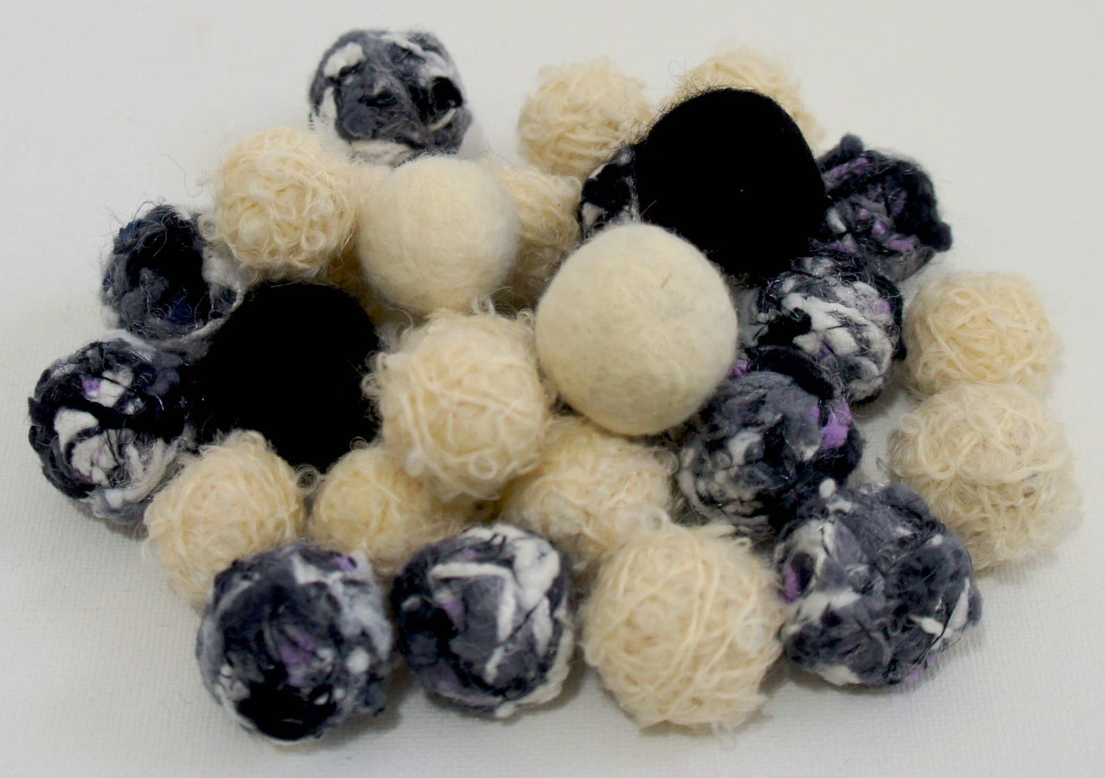 Felt Beads Extra Large Beads White Black and Grey Beads Etsy