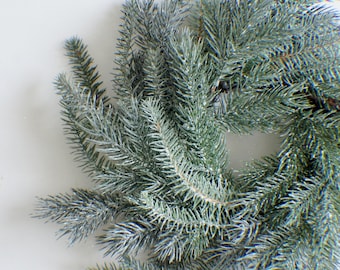 16" Blue frosted norfolk Pine Wreath, Evergreen Floral, Christmas Wreath, Candle Ring, Christmas Floral, Christmas Crafts, Christmas decor