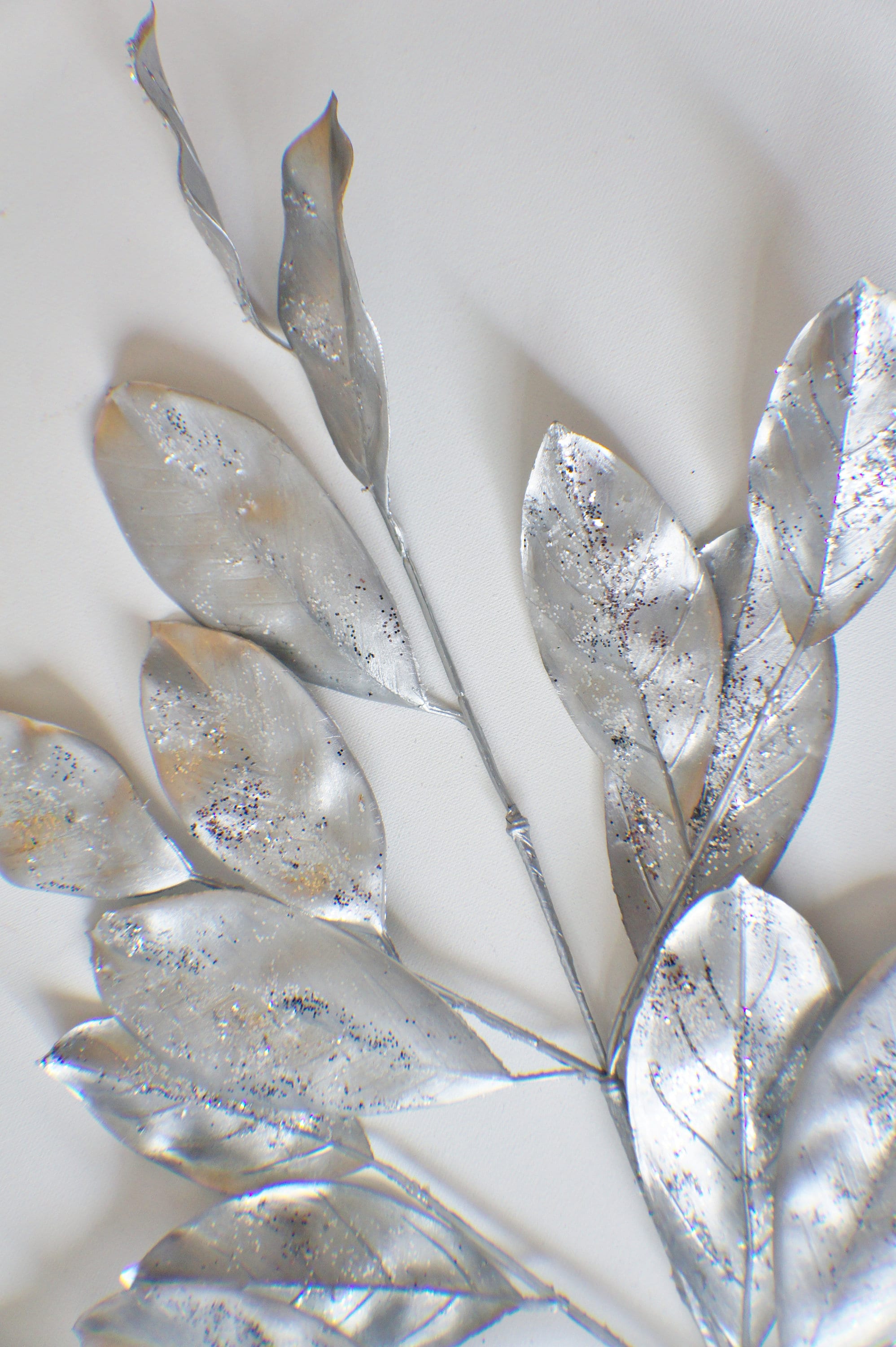 Silver Magnolia Spray Silver Floral Spray Metallic Shiny Leaf Etsy