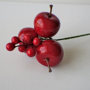 4" plettro di mele e bacche, plettro di mele, stelo, plettro, riempitivo per vaso Verde natalizio Verde invernale Vacanza Home Decor Bacca di agrifoglio artificiale