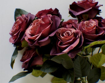Burgundy roses bunch, Bordeaux Roses, Silk Artificial Flowers, DIY wedding flowers, flower crown flowers, DIY Wedding, DIY Wreath