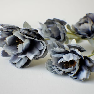 Dark Gray peony steam, Dark Gray Rose Silk Artificial Flowers, DIY wedding flowers, Floral stems, Flower Bunch, Home Accents, Center Piece