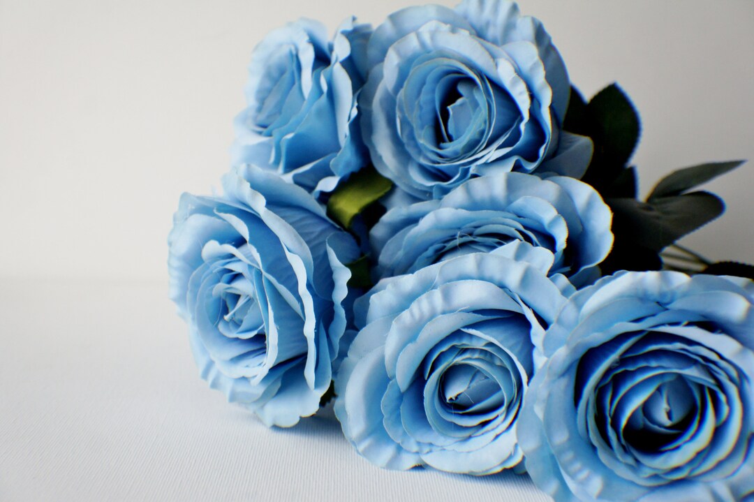 Dusty Blue Silk Rose Bunch: DIY Wedding Floral Centerpiece - Etsy