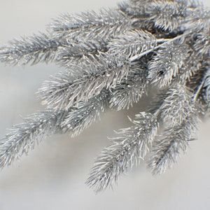 19&quot; Silver Pine  Bush Artificial Pine Spray, Stem Christmas Greenery, Winter Greenery Holiday Artificial Evergreen Cedar