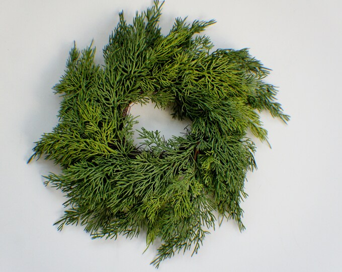 14 Fresh Touch Juniper Wreath, Evergreen Floral Wrath, Christmas Wreath