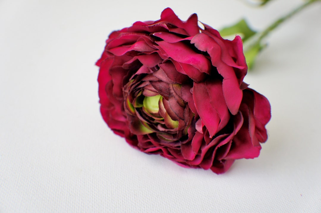 15 Red Ranunculus Spray Silk Flower, Magenta Pink Artificial Wedding Flowers, Wedding Bouquet