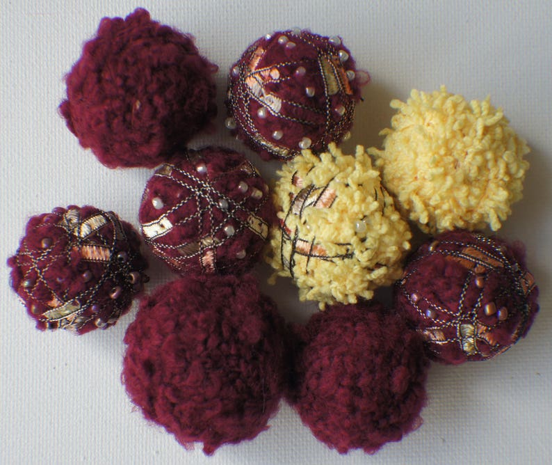 Felt Beads Extra Large Beads Red and Yellow Shades Beads Etsy