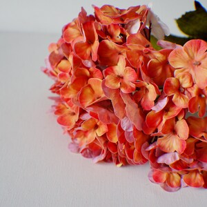 Orange Real Touch Hydrangea Stem: Silk Wedding Flowers
