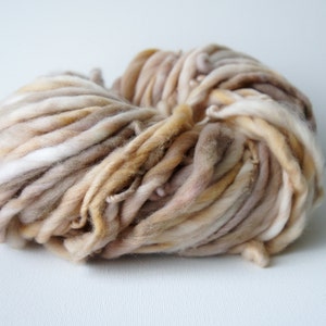 SALE: Thick and Thin Slub Yarn Handspun Natural Brown Merino Dread making