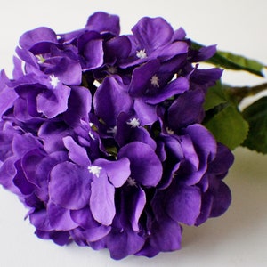 Tige d'hortensia de 30 po., fleurs artificielles en soie violet foncé, fleurs de mariage bricolage, fleurs de couronne de fleurs, fabrication de couronnes, fabrication de bouquets