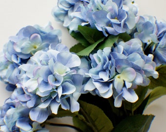 Light Blue Hydrangea bunch, Soft blue Silk Artificial Flowers, DIY wedding flowers, flower crown flowers, flower crown supplies