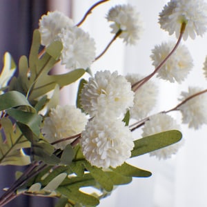 Ivory Chrysanthemum,  Beautiful Pom Pom Spray, Artificial Flowers 20&#39;&#39; Tall, Wedding Flowers, Bouquet, Centerpieces, Arrangements