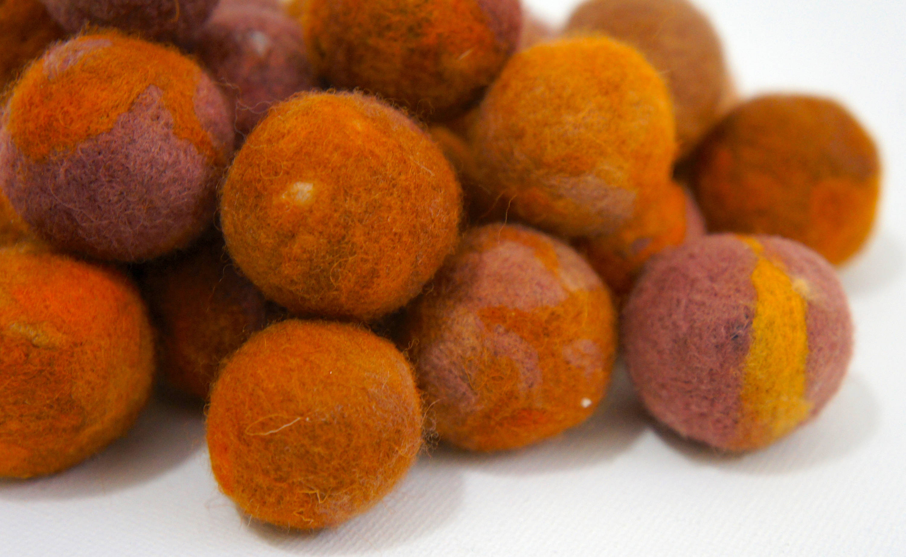 Felt Beads Extra Large Beads Orange Shades Beads Felt Balls Etsy