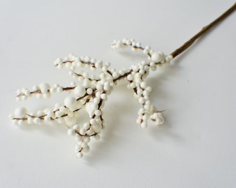 12" Outdoor White Berry Pick, Stem, Pick, Vase Filler, Christmas Greenery, Winter Greenery Holiday Home Decor Artificial Holly Berry