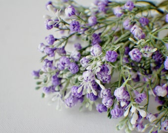 14" Lavender Baby's Breath Bundle, DIY Wedding, Artificial Flowers, Tall Branches, Silk Flowers Vase Filler Wreath Supply Floral Arrangement
