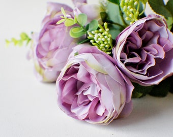 Mauve Purple Silk Peony Bunch: DIY Wedding Floral Stems