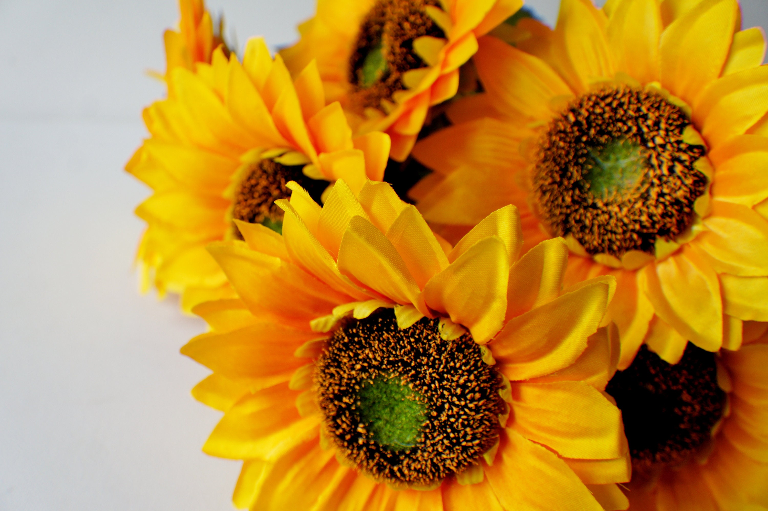 Artificial Yellow Sunflower Bush 7 Heads Silk Fake Faux Etsy