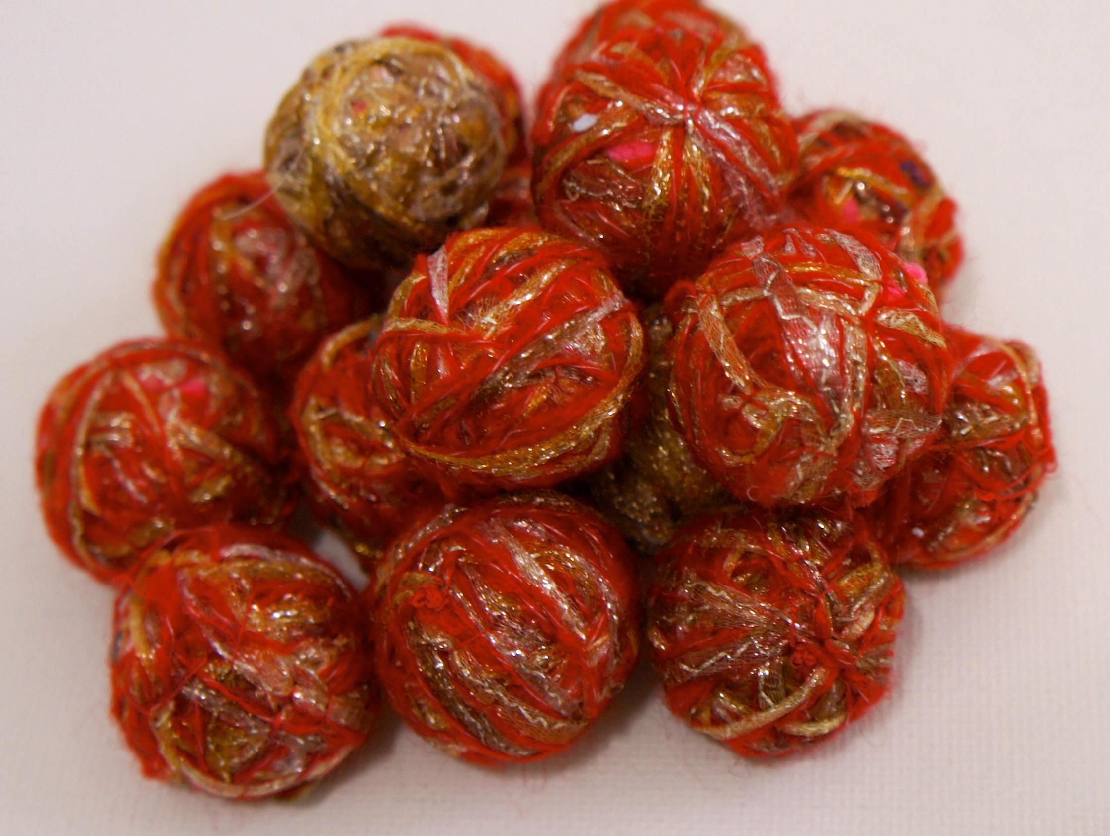 Felt Beads Extra Large Beads Red and Gold Shades Beads Felt Etsy