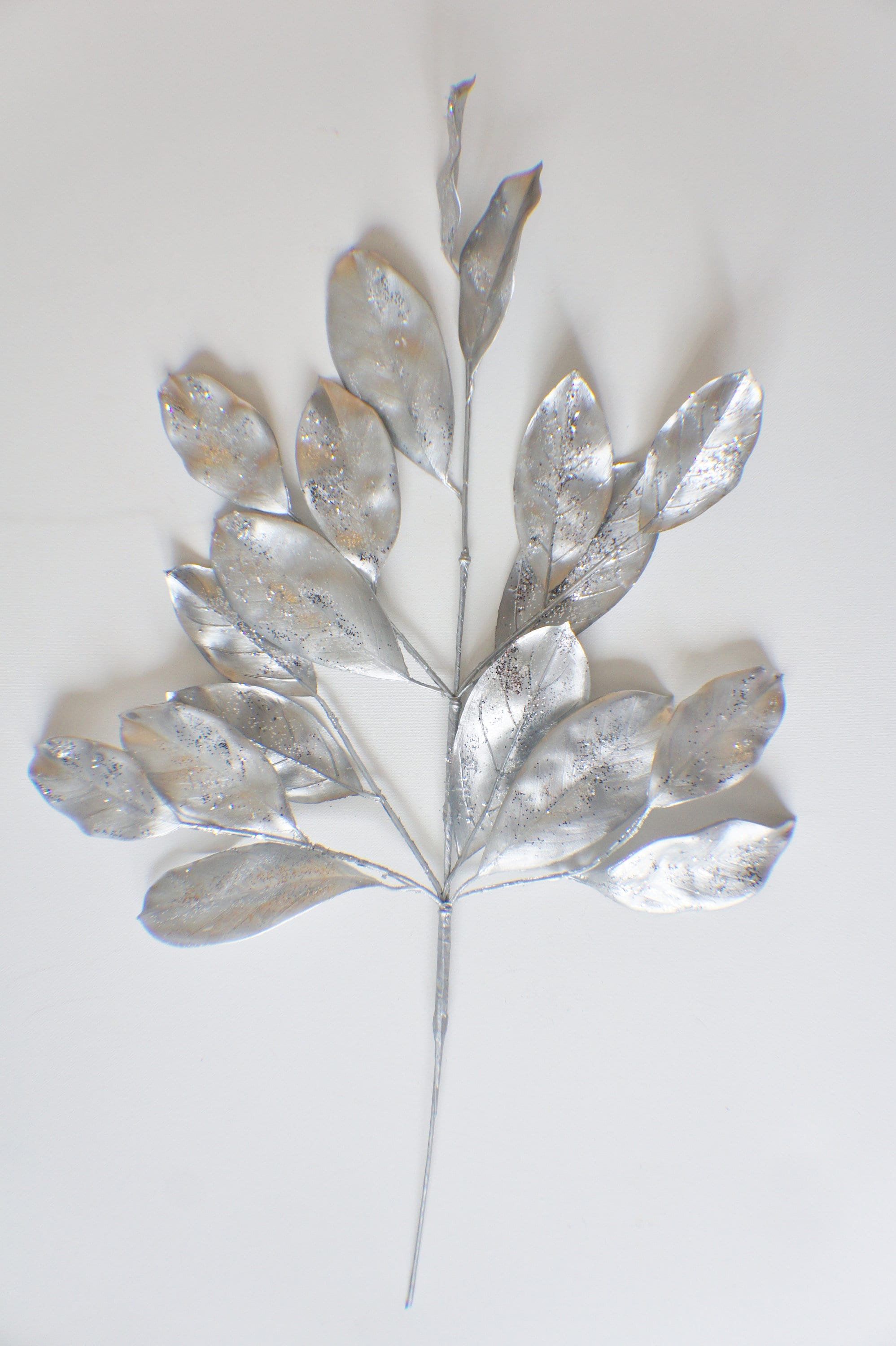 Silver Magnolia Spray Silver Floral Spray Metallic Shiny Leaf Etsy
