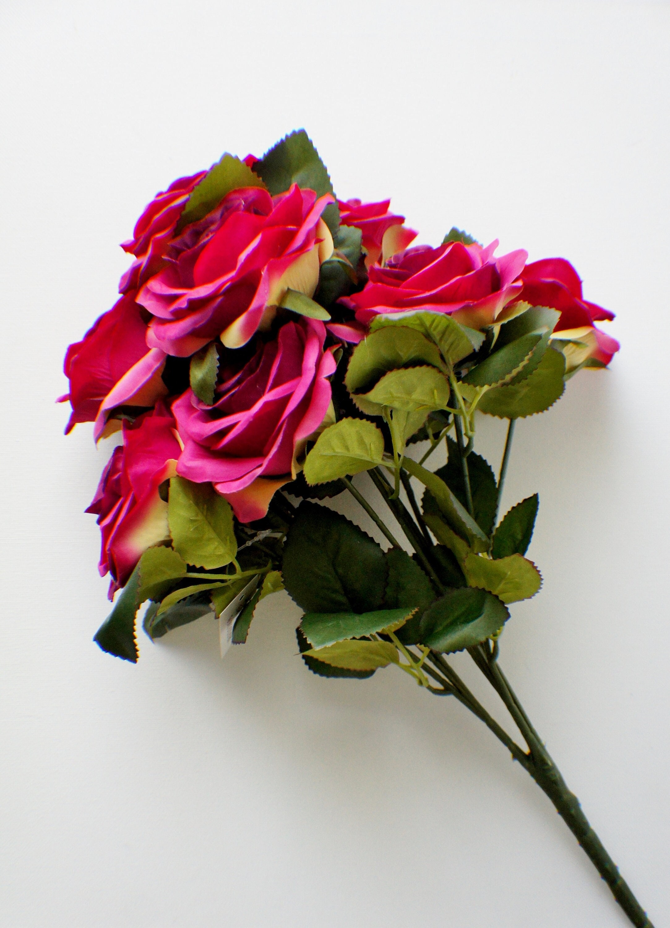 6 Pezzi [Rose Sophia Di Seta Simulata Al Tocco Reale] Bouquet Di Rose - 4