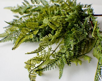 Fresh touch Lace Fern bush, Fresh Green Faux Fern Stem, Artificial Fern, Artificial Greens Vase Filler Greenery Bouquet Greens Wreath making