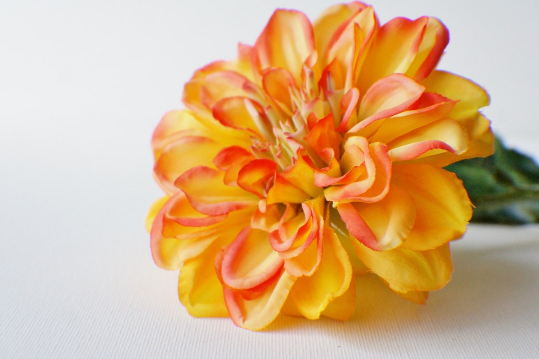 Large Dahlia Spray Silk Flower Yellow Artificial Wedding Etsy