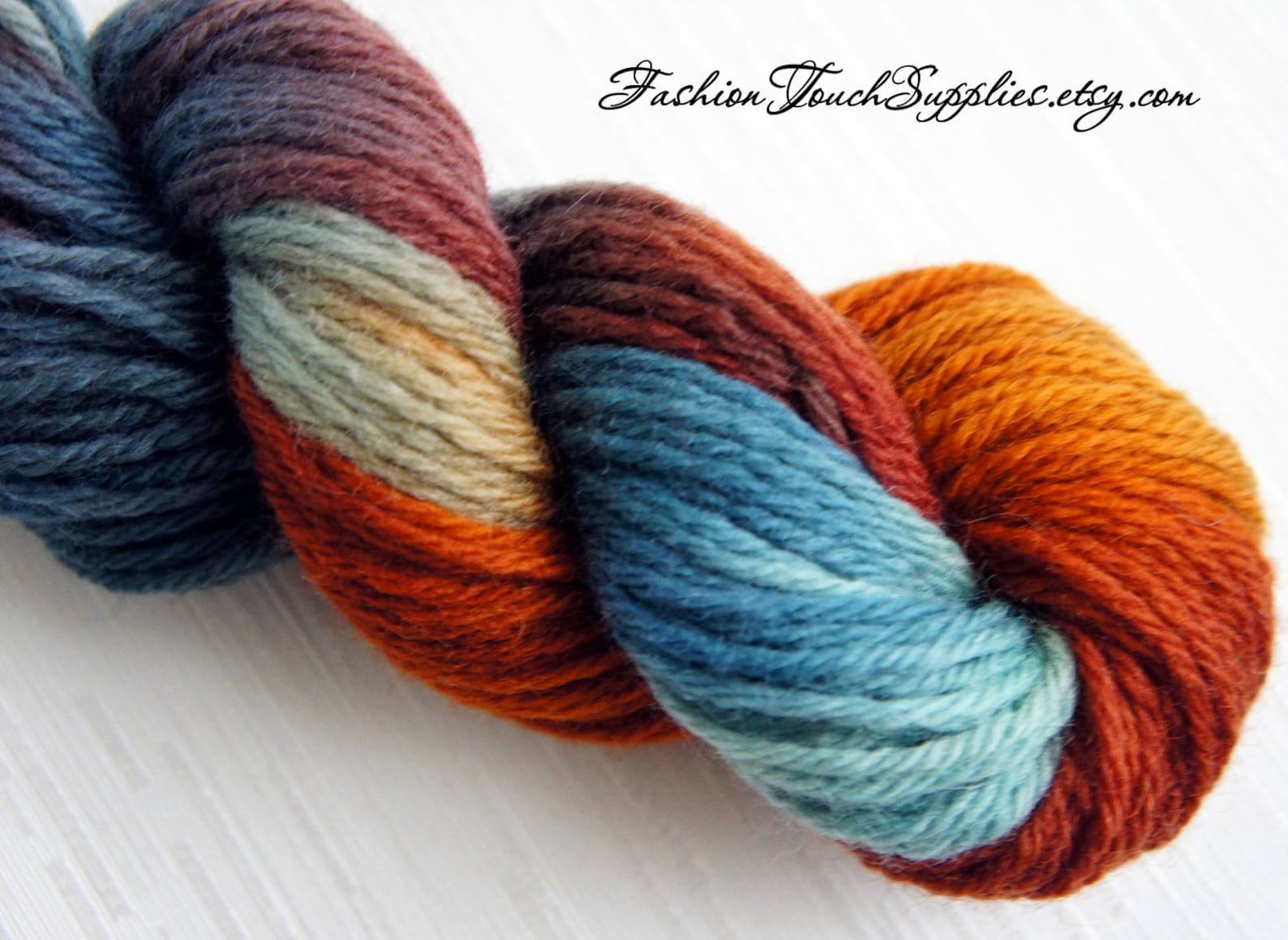 Autumn Hand Painted Yarn in Shades of Teal Orange and Brown Etsy