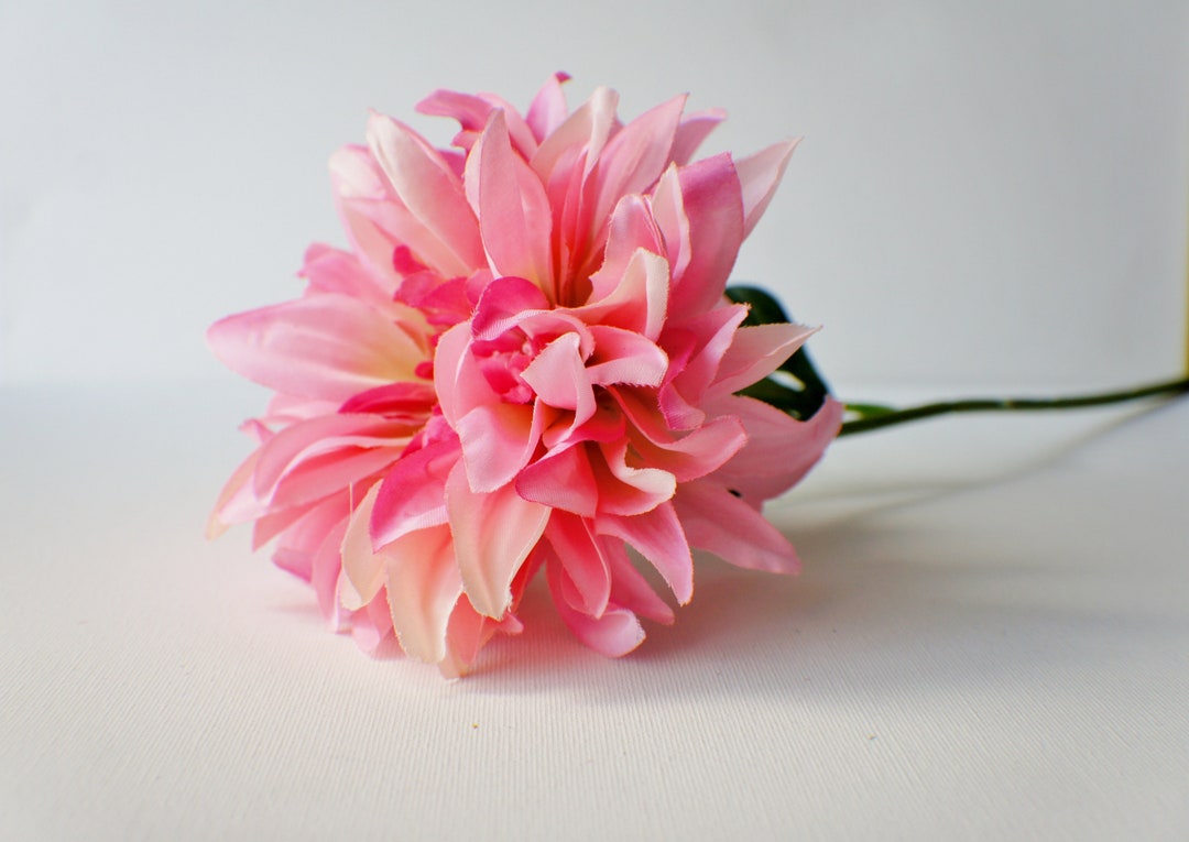 Large Dahlia Spray Silk Flower Pink Artificial Flower Wedding Etsy