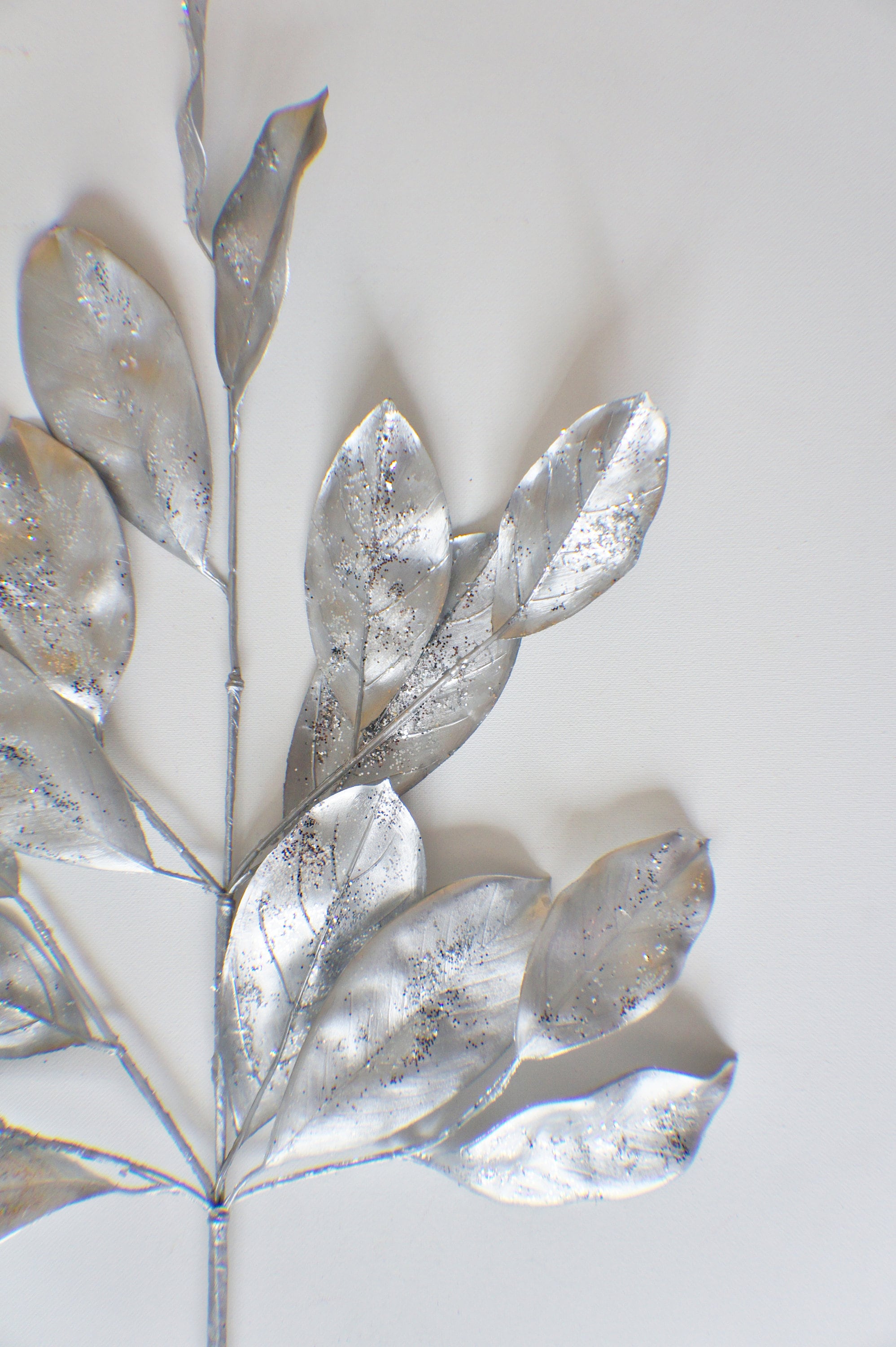 Silver Magnolia Spray Silver Floral Spray Metallic Shiny Leaf Etsy