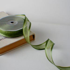 23mm Olive Green Organza Ribbon, Wired Ribbon, Full Roll or By Yard.
