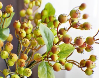 Artificial Green BlueBerry Bunch, Stem, Pick, Vase Filler, Christmas Greenery, Wedding Greenery Holiday Home Decor Artificial Spring Berry