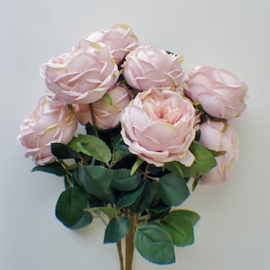 9 Blush roses bunch, Off White Silk Artificial Flowers, DIY wedding flowers, Floral stems, Flower Bunch, Home Accents, Center Piece