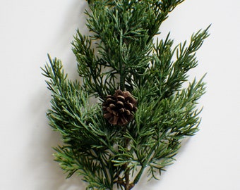 20" Fresh Touch Cedar and Pine Cone Spray Artificial Pine Spray, Stem Christmas Greenery, Winter Greenery Holiday Artificial Evergreen Cedar