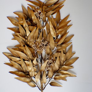 Golden Eucalyptus Spray: Metallic Christmas Floral Stem, 25 Inch