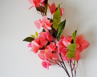 Spray bougainvillier en soie de 25 po., branche, bougainvillier rose corail, décoration d'intérieur, fleurs de mariage, bouquet, centres de table, arrangements