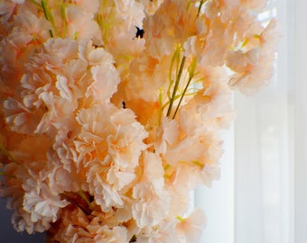 Elegant Silk Cherry Blossom Spray, Branches 21'' Tall, Japanese Sakura, Champagne, Wedding Flowers, Bouquet, Centerpieces, Arrangements