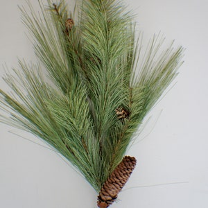 16&quot; Fresh Touch Long needle Pine Spray Artificial Pine Stem Christmas Greenery Winter Greenery Holiday Artificial Evergreen Cedar