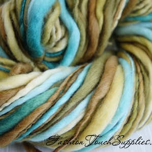 Thick and Thin Handspun Yarn, Dune Merino Art Yarn, knitting supplies crochet supplies, thick n thin