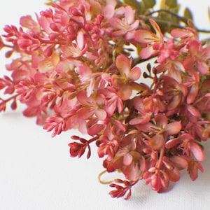 13&quot; Mini Coral Pink Hydrangea Flower stem, Fern Stem, Artificial Silk Flowers, Wedding Flowers, Faux Bouquet, Vase Filler, DIY Weddings