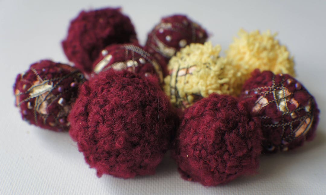 Felt Beads Extra Large Beads Red and Yellow Shades Beads Etsy