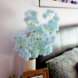 Elegant Silk Cherry Blossom Spray, Branches 21&#39;&#39; Tall, Japanese Sakura, Light Blue, Wedding Flowers, Bouquet, Centerpieces, Arrangements