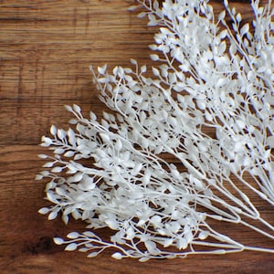15" White Mini Leaf Fern Bush Spray Artificial Fern Stem Christmas Greenery Winter Greenery Holiday Artificial Evergreen Lace Fern