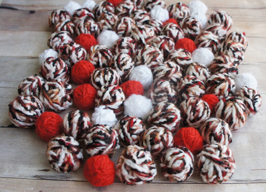 Felt Beads Extra Large Beads Red and White Shades Beads Etsy