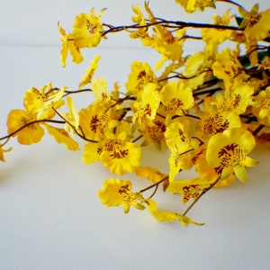20&quot; Artificial Spotted Orchid Stem in Spotted Yellow and Burgundy, Faux Orchid Flower Stems Tropical Flower Floral Supplies, Photo Prop